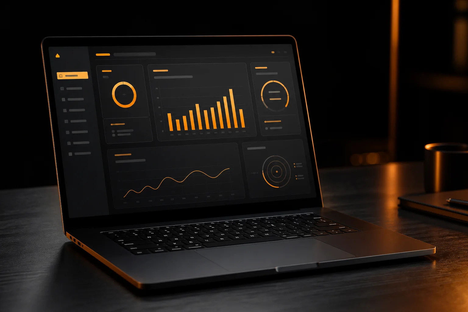 Our Portfolio | Doris Infotech Dark-mode web dashboard on a laptop, representing Doris Infotech web platforms